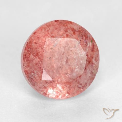 1.50 ct Pink Strawberry Quartz Stone, Natural Strawberry Quartz in Round Facet Shape for Sale