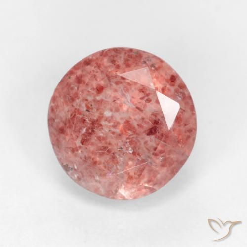 Medium Pink Strawberry Quartz Gem - 1.3ct Round Facet (ID: 550752)