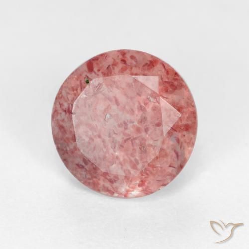 1.31 ct Pink Strawberry Quartz Stone, Natural Strawberry Quartz in Round Facet Shape for Sale