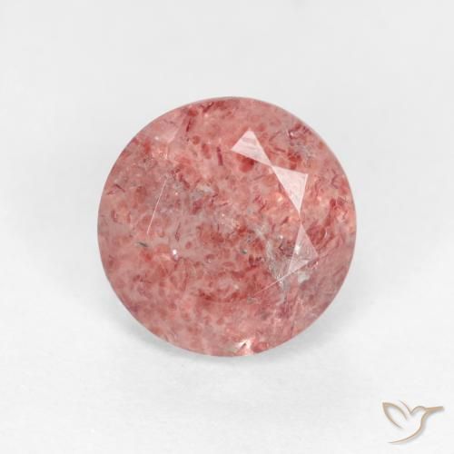 1,24 ct runder Erdbeerquarz aus Russland, Größe: 6,8mm, Reinheit: Translucent, Garantiert echter Edelstein, 1 Stück Erdbeerquarz in Hellrose-rosa Farbe, Mohs-Härte von 7 Geeignet für den täglichen Gebrauch im Schmuck, Photo A