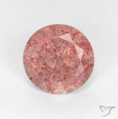 1.25ct Natural Medium-Light Pink Strawberry Quartz, Round, Translucent