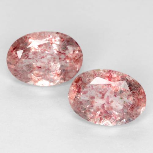 Medium-Light Pink Strawberry Quartz Gem - 0.7ct Oval Facet (ID: 551352)