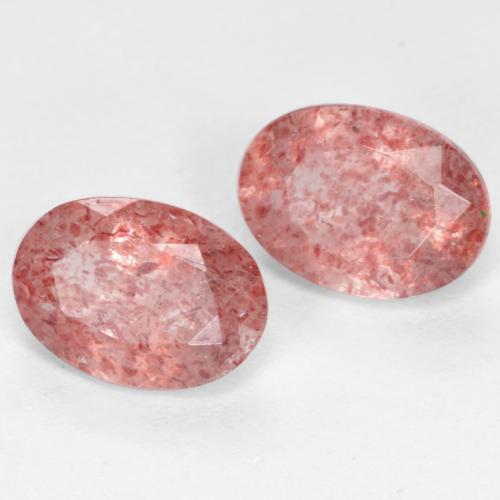 1.52 ctw Pink Strawberry Quartz Stones, Natural Strawberry Quartz in Oval Facet Shape for Sale