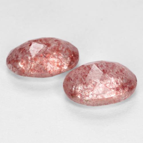 Strawberry Quartz Gemstones in 7.1 x 5.2 mm Size for Sale, Strawberry Quartz Stones in Medium Pink Color