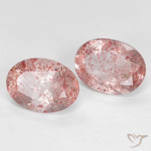 1.58 ctw Pink Strawberry Quartz Stones, Natural Strawberry Quartz in Oval Facet Shape for Sale