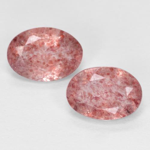Rose Pink Strawberry Quartz Gem - 0.7ct Oval Facet (ID: 551538)