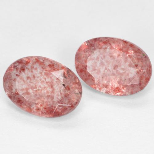 1.46 ctw Pink Strawberry Quartz Stones, Natural Strawberry Quartz in Oval Facet Shape for Sale