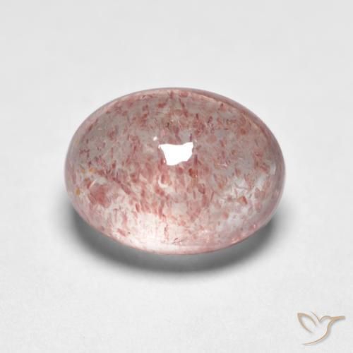 1.76 ct Pink Strawberry Quartz Stone, Natural Strawberry Quartz in Oval Cabochon Shape for Sale