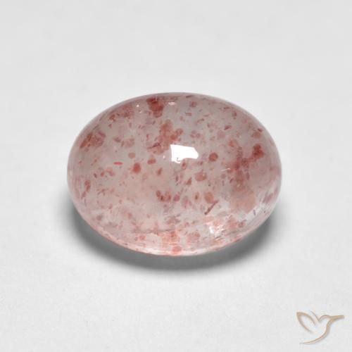 1.82 ct Pink Strawberry Quartz Stone, Natural Strawberry Quartz in Oval Cabochon Shape for Sale