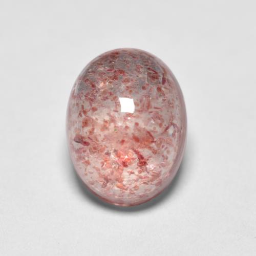 Light Pink Strawberry Quartz Gem - 1.7ct Oval Cabochon (ID: 552952)