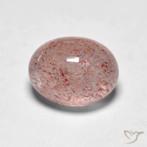 1.56 ct Pink Strawberry Quartz Stone, Natural Strawberry Quartz in Oval Cabochon Shape for Sale