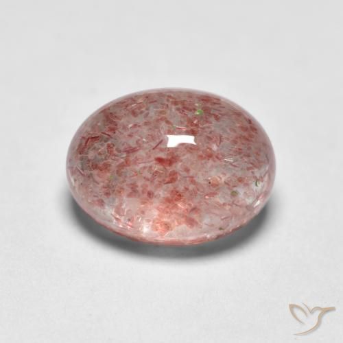 1.59 ct Pink Strawberry Quartz Stone, Natural Strawberry Quartz in Oval Cabochon Shape for Sale