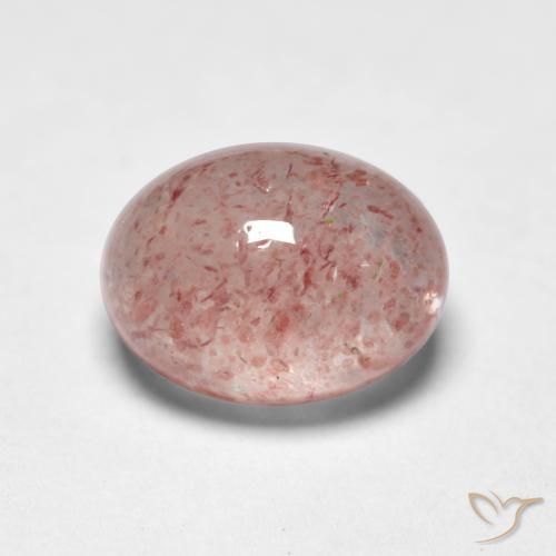 1.73 ct Pink Strawberry Quartz Stone, Natural Strawberry Quartz in Oval Cabochon Shape for Sale