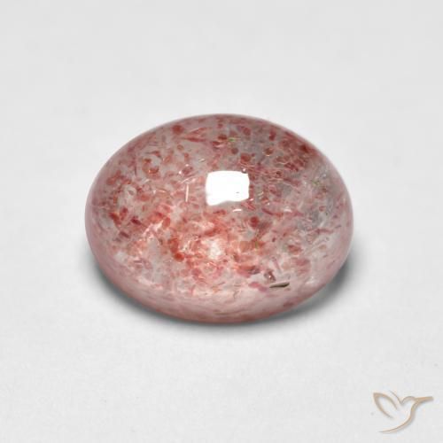 1.58 ct Pink Strawberry Quartz Stone, Natural Strawberry Quartz in Oval Cabochon Shape for Sale