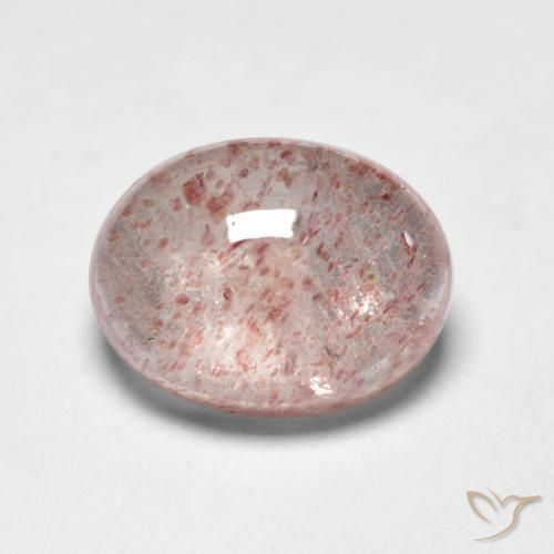 1.43 ct Pink Strawberry Quartz Stone, Natural Strawberry Quartz in Oval Cabochon Shape for Sale