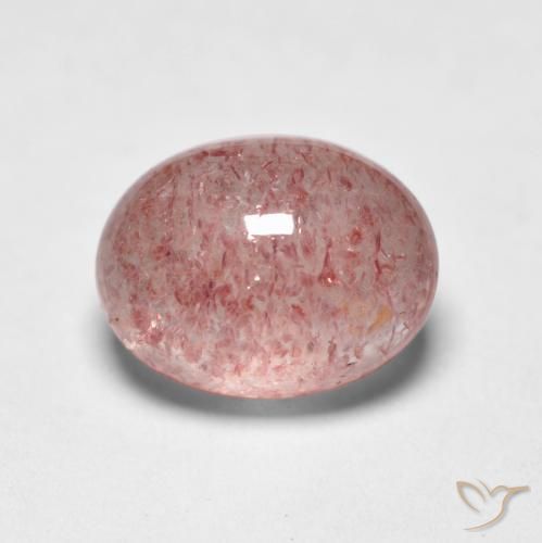 1.70 ct Pink Strawberry Quartz Stone, Natural Strawberry Quartz in Oval Cabochon Shape for Sale