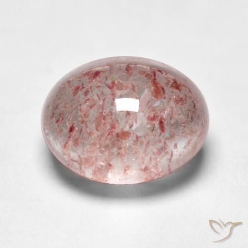 1.83 ct Pink Strawberry Quartz Stone, Natural Strawberry Quartz in Oval Cabochon Shape for Sale
