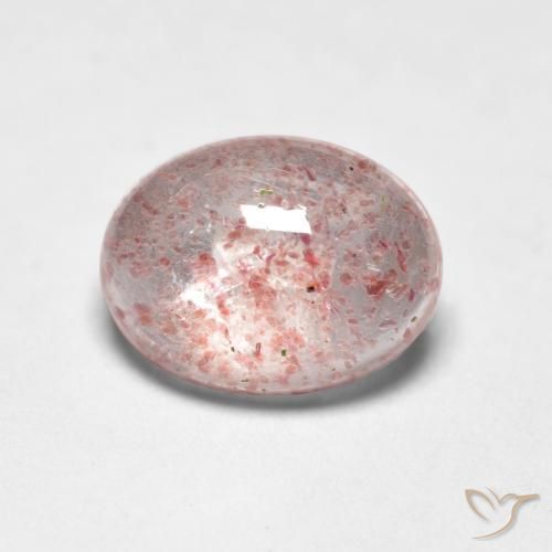 1.27 ct Pink Strawberry Quartz Stone, Natural Strawberry Quartz in Oval Cabochon Shape for Sale