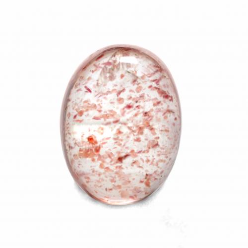 Flamingo Pink Strawberry Quartz Gem - 1.7ct Oval Cabochon (ID: 553107)