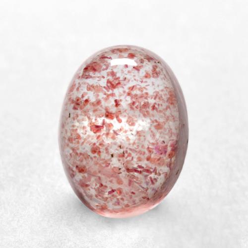 Light Pink Strawberry Quartz Gem - 1.6ct Oval Cabochon (ID: 553110)