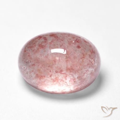 1.73 ct Pink Strawberry Quartz Stone, Natural Strawberry Quartz in Oval Cabochon Shape for Sale