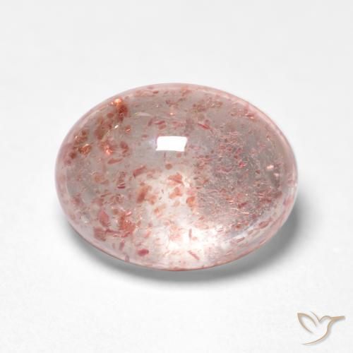 1.51 ct Pink Strawberry Quartz Stone, Natural Strawberry Quartz in Oval Cabochon Shape for Sale