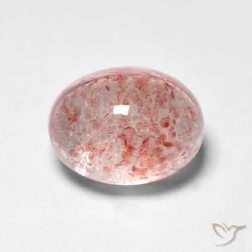 1.65 ct Pink Strawberry Quartz Stone, Natural Strawberry Quartz in Oval Cabochon Shape for Sale