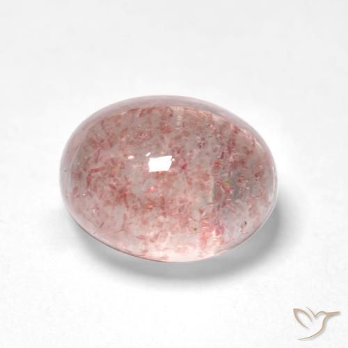2.00 ct Pink Strawberry Quartz Stone, Natural Strawberry Quartz in Oval Cabochon Shape for Sale