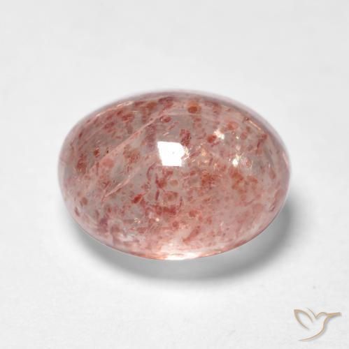 1.15 ct Pink Strawberry Quartz Stone, Natural Strawberry Quartz in Oval Cabochon Shape for Sale