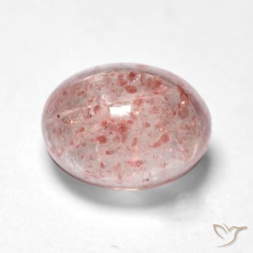 1.28 ct Pink Strawberry Quartz Stone, Natural Strawberry Quartz in Oval Cabochon Shape for Sale