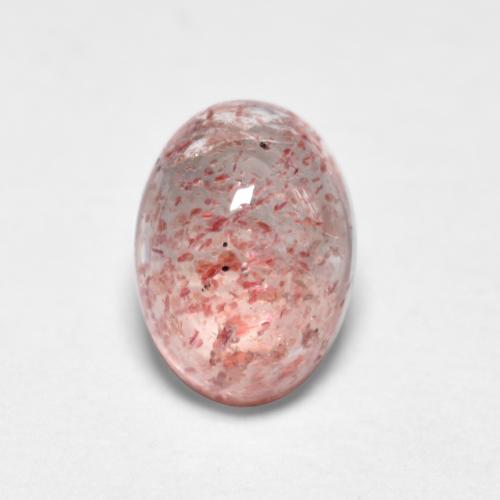 Medium Pink Strawberry Quartz Gem - 1ct Oval Cabochon (ID: 553128)