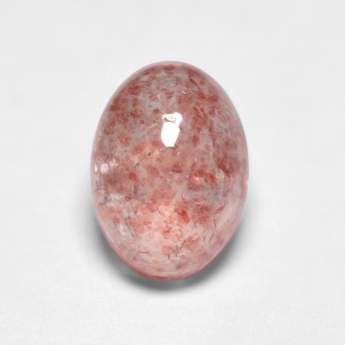 Medium Pink Strawberry Quartz Gem - 1.2ct Oval Cabochon (ID: 553181)