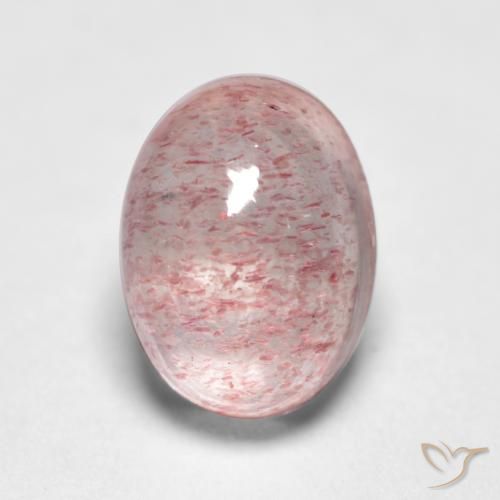 Light Pink Strawberry Quartz Gem - 1.1ct Oval Cabochon (ID: 553188)