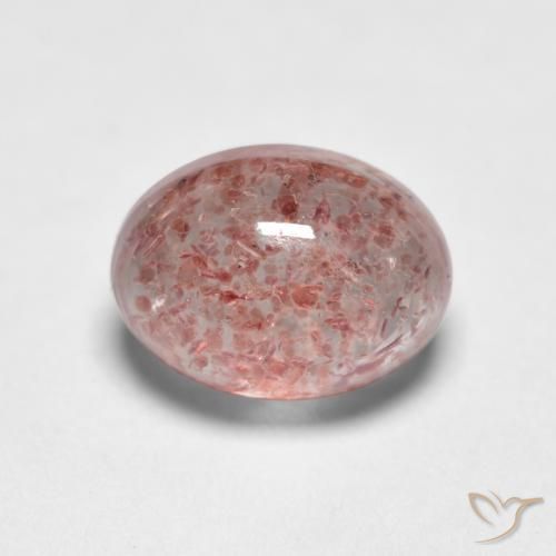 1.15 ct Pink Strawberry Quartz Stone, Natural Strawberry Quartz in Oval Cabochon Shape for Sale