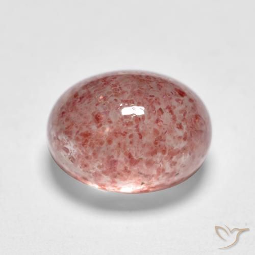 1.82 ct Pink Strawberry Quartz Stone, Natural Strawberry Quartz in Oval Cabochon Shape for Sale
