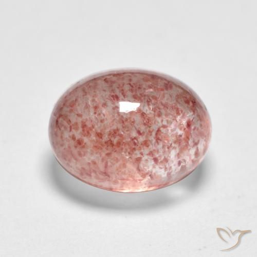 1.83 ct Pink Strawberry Quartz Stone, Natural Strawberry Quartz in Oval Cabochon Shape for Sale