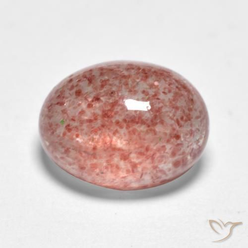 1.44 ct Pink Strawberry Quartz Stone, Natural Strawberry Quartz in Oval Cabochon Shape for Sale