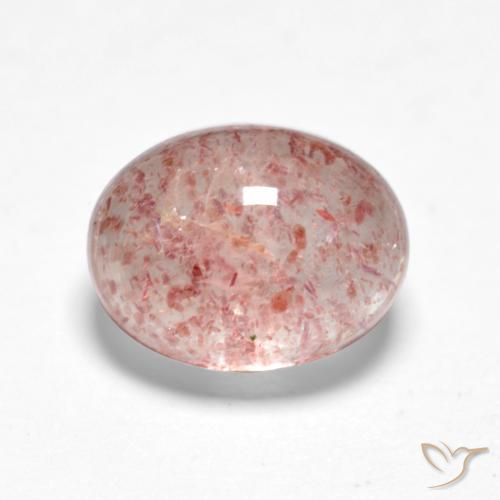 1.95 ct Pink Strawberry Quartz Stone, Natural Strawberry Quartz in Oval Cabochon Shape for Sale