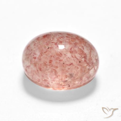 1.92 ct Pink Strawberry Quartz Stone, Natural Strawberry Quartz in Oval Cabochon Shape for Sale