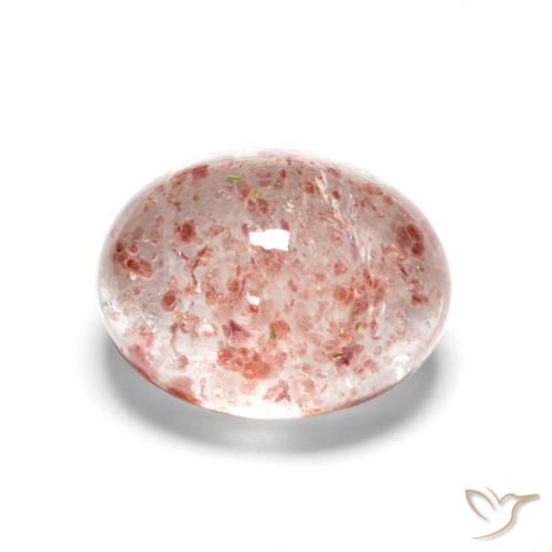 1.67 ct Pink Strawberry Quartz Stone, Natural Strawberry Quartz in Oval Cabochon Shape for Sale