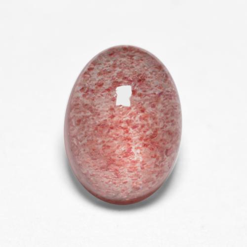 Medium-Light Pink Strawberry Quartz Gem - 1.6ct Oval Cabochon (ID: 553568)
