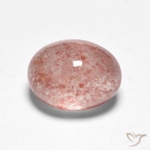 1.53 ct Pink Strawberry Quartz Stone, Natural Strawberry Quartz in Oval Cabochon Shape for Sale