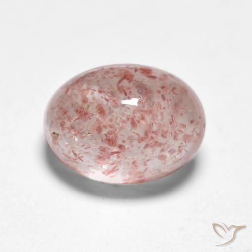 1.69 ct Pink Strawberry Quartz Stone, Natural Strawberry Quartz in Oval Cabochon Shape for Sale