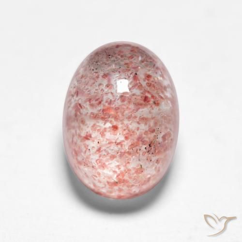 Quartz Fraise Rose oval cabochon 1,85 ct De Russie, dimension 8,2 x 6mm, pierre gemme naturelle Non traité, pureté Translucide, 1 pièce Quartz Fraise de couleur Rose léger, dureté Mohs de 7 convient aux bijoux de tous les jours, pierre de sagesse, Photo A