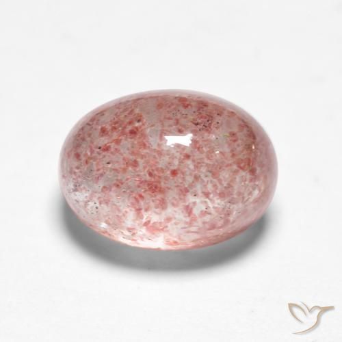 1.85 ct Pink Strawberry Quartz Stone, Natural Strawberry Quartz in Oval Cabochon Shape for Sale