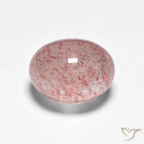 1.97 ct Pink Strawberry Quartz Stone, Natural Strawberry Quartz in Oval Cabochon Shape for Sale