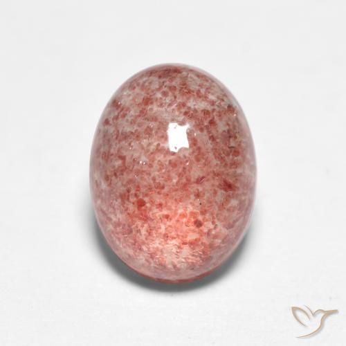 Raspberry Pink Strawberry Quartz Gem - 1.6ct Oval Cabochon (ID: 553577)