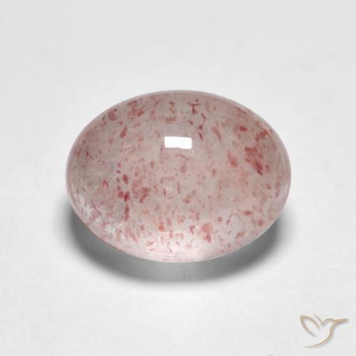 1.78 ct Pink Strawberry Quartz Stone, Natural Strawberry Quartz in Oval Cabochon Shape for Sale