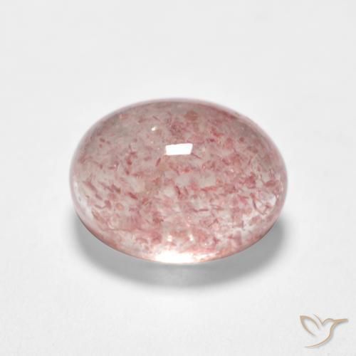 1.59 ct Pink Strawberry Quartz Stone, Natural Strawberry Quartz in Oval Cabochon Shape for Sale