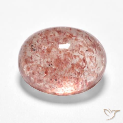 1.48 ct Pink Strawberry Quartz Stone, Natural Strawberry Quartz in Oval Cabochon Shape for Sale